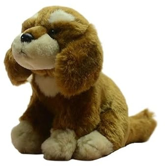 SMJWH Niedliches sitzendes Hündchen-Plüschtier, Flauschige Spaniel-Stofftierpuppe, realistisches Haustiergeschenk for und Kleinkinder