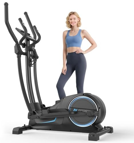 Cowmew Crosstrainer für Zuhause, Ultraleiser Magnetischer Ellipsentrainer mit 16 Widerstandsstufen, 8 kg Schwungrad, rutschfeste Pedale mit 42 cm Schrittlänge, Belastbarkeit 150 kg, LCD-Monitor
