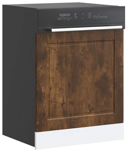 Mokuyary Porto Dishwasher Cover Smoked Oak 60 x 1.5 x 67 cm Kitchen Cabinet 60 x 1.5 x 67 cm Model 1x Dishwasher Panel