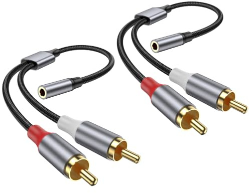 KAYQINHO 3.5mm to RCA Cable, 2 Pack 3.5mm Female to 2RCA Male Stereo Audio Cable, RCA to Aux Cable Gold Plated RCA Y Splitter for iPod MP3 DVD DJ Controller Mixer Speaker.