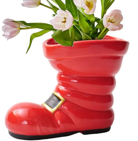 Christmas Boots Vase, Decorative Arrangements Planter, Western Vase, for Home, Garden, Farmhouse, Christmas, Holiday, Table Decoration, Desk, Festive Weddings