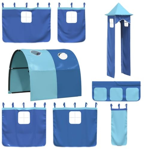 Generisch Vorhänge für Hochbett mit Tunnel und Turm Blau,Möbel,Betten Zubehör,Bett- Bettrahmenzubehör-835920