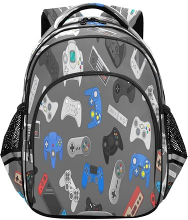 HMZXZ Backpack for Kids Elementary School Bag Boys Girls Video Game Controller Gadgets Bookbag Travel Backpack Daypack Work Colorful Joystick Game