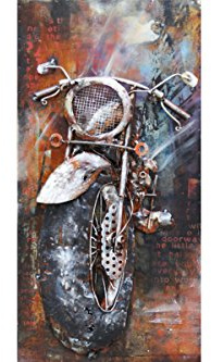 Vintage Line Handgefertigtes Metallbild 3D-Optik Verschiedene Größen Kunst Bild Wandbild (Metallbild Motorbike (ca. 70x140 cm))