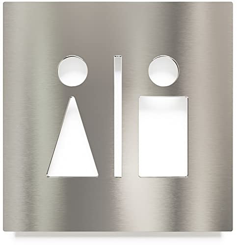 Edelstahl WC-Schild – selbstklebend & pflegeleicht – Unisex Toiletten-Schild – C.03.E