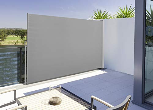 Seitenmarkise für Balkon und Terrasse, mit Bodenmontage, Sichtschutz, Sonnenschutz, Seitenrollo 190 x 300 cm, Anthrazit