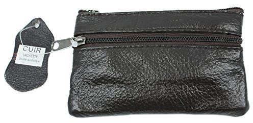 YEHMAN Porte-Monnaie Plat en Cuir véritable de Vachette pour Poche de Pantalon et Veste (Marron)