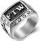 Jude Jewelers FTW-Siegelring aus Edelstahl, Statement-Ring für Biker, Cocktail, Party, Metall, Kristall