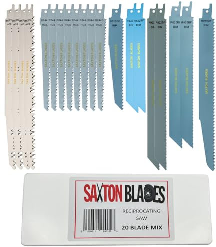 RPR20MXA Saxton 20 Blade Reciprocating Sabre Saw Combo Wood Metal & Demolition Compatible with Bosch, Dewalt, Makita