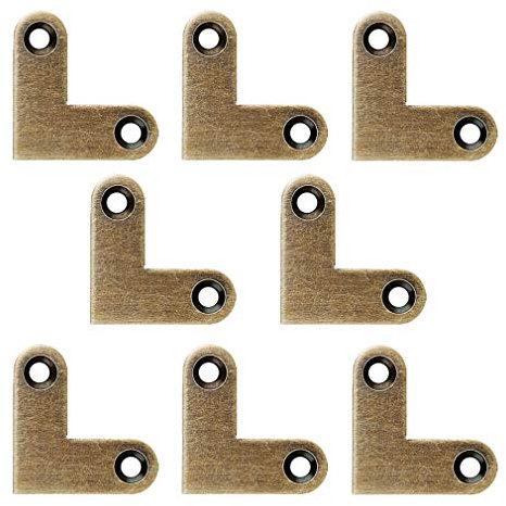 Tiazza Lot de 8 supports d'angle plats en laiton antique en forme de L pour tiroir (bronze antique)