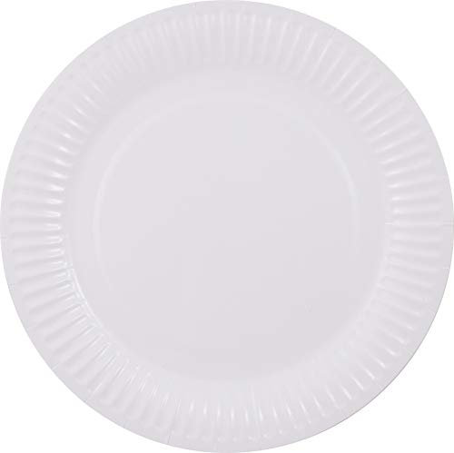 Pritogo große Pappteller Ø 23cm, (100 Stück) 300g/m² Extra Stabil, Beschichtet, 100% Kompostierbar, Weiß Rund Hohe Qualität - Umweltfreundlich- Einwegteller