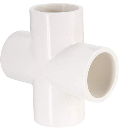 sourcing map Lot de 2 raccords de tuyau en PVC 4 voies 40 25 mm Blanc