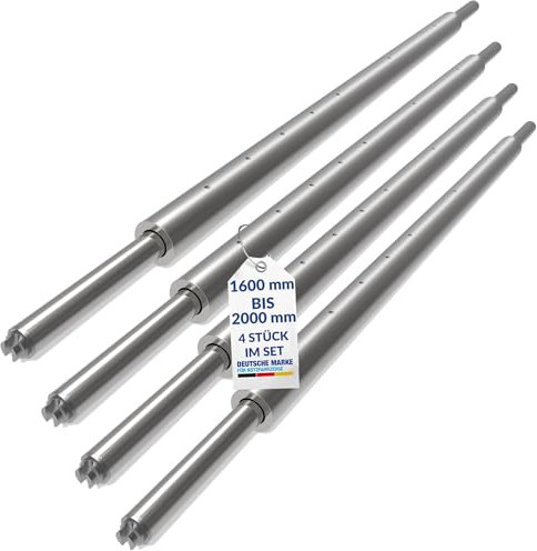 4 x barra di bloccaggio tonda, asta di bloccaggio, barra di bloccaggio, 1600-2000 mm, raccordo combinato 19/24 mm | per guida aerea | guida di ancoraggio combinata | guida ad asta