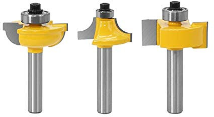 Zxxin-Fräser, 3pcs 8mm Schaft T V-Form-Fräser for Holz Power Tools, Fräser-Spitzen-Set mit Perlen verziert Bits Rund Korn-Rahmentür, Langlebiges Zubehör (Cutting Edge Length : 3pcs 8mm Shank)