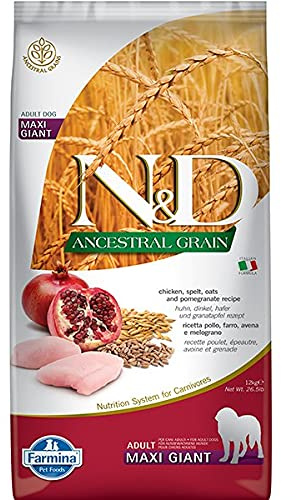 Farmina N&D ANCESTRAL GRAIN Pellets Hundefutter (Trockenfutter, mit hochwertigen Vitaminen und natürliche Antioxidantien, ohne Mais, Zutaten: Huhn, Dinkel, Hafer und Granatapfel, Portionsgröße: 12 kg)