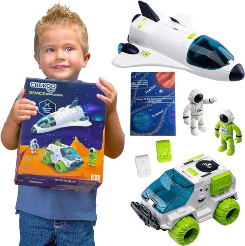 CHUKOO Space Toys for Kids 3 4 5 6 7 8, Rocket Ship Toy for Kids with Solar System mat, Shuttle, Astronaut and Space Rover, Spaceship Toy, Rocketship Toys for Boys 5-8 Playset