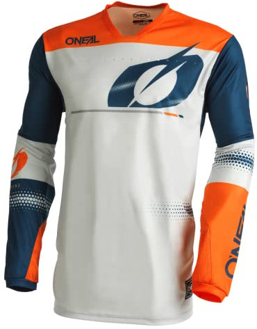 O'NEAL | Motocross-Shirt Langarm | MX MTB Mountainbike | Leichte Materialien, Lasergeschnittene Belüftungslöcher, Ergonomischer Schnitt | Hardwear Jersey Haze V.22 | Erwachsene| Blau Orange | XXL