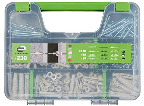 STANDERS - Jeu de 230 chevilles à expansion et vis – Ø 6, 8 et 10 mm.