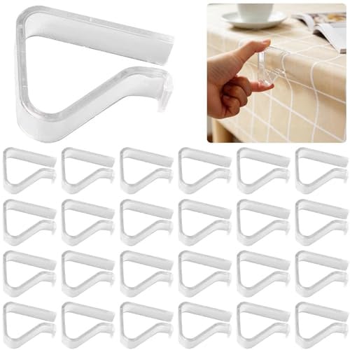 24 Pieces Transparent Clear Tablecloth Clips, Plastic Table Cloth Clips,Windproof Table Cover Holder Clamps,Table Cloth Holder for Home Wedding Party Christmas Outdoor Indoor Picnic Camping(Large)