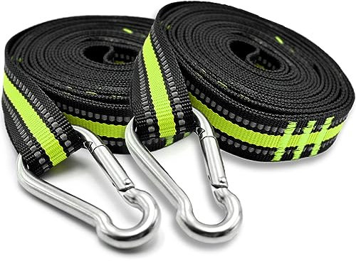Heavy Duty Hammock Tree Straps with 2 Carabiners 20Ft Adjustable Non-Stretch Polyester Hammock Tree Straps with 2000Lb Breaking Strength Perfect for Camping & Hiking (Fluorescence)
