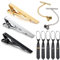 3 Klassische Krawattenklammern und 2 Nadeln mit Kette, Krawattennadeln für Männer, Krawattenklammer-Set für Valentinstag, Jubiläum, Party, Meeting, Verabredung und Hochzeit Vatertagsgeschenk Design