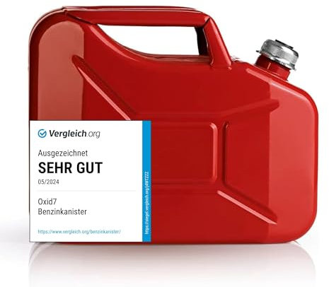 Oxid7 Bidón de combustible de metal con tapón de rosca, bidón de gasolina de 10 litros, apto para gasolina, diésel y bioetanol, bidón de combustible de 10 litros con homologación de la ONU y diseño