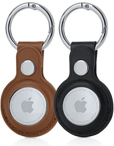 RECKNEY Porte Cle AirTag 2 Pièce Porte-clés Etui Air Tag de Protection en Cuir synthétique pour Apple Air Tags avec Support Airtag Compatible AirTag (Multicolore)