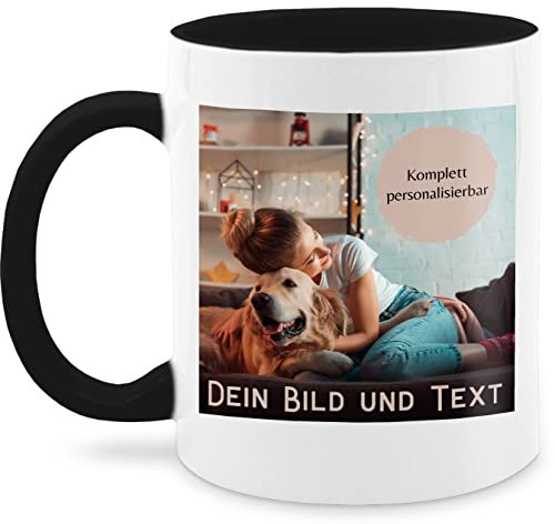 Tasse Tassen 325ml - eigenem - Foto Bild Geschenk I Dein Bild und Text - 325 ml - Schwarz - fototasse customized mug with photo selbst drucken fotos kaffeebecher bildtasse freundschaftstasse