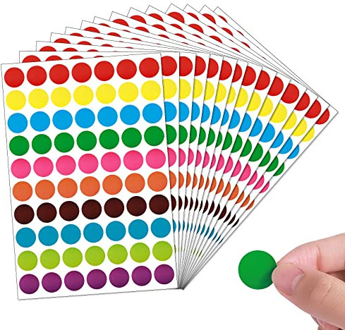 Lusofie Farbkodierte Etiketten Punktaufkleber 10 Blatt Farbpunktaufkleber Preisaufkleber Klebepunkte Büro Klassenzimmer Schüler Farbpunktaufkleber Aufkleber Punkte Bunt (1050 Stück)