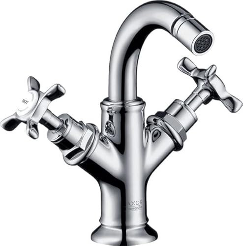hansgrohe AXOR Montreux 2-Griff-Bidetarmatur, Zugstangen-Ablaufgarnitur, 16520140, Farbe: Brushed Bronze