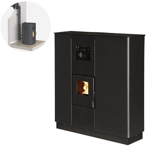 INTERSTOVES - Pack INTERSTOVES Poêle à Granule CORTINA 12 Etanche Concentrique Canalisable + Kit conduit sortie ventouse - Noir
