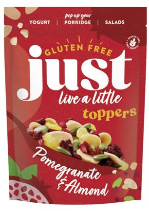 Just Live a Little Toppers Pomegranate & Almond 1kg | Trail Mix Cereal Topper, Dried Fruit Snack with Almonds, Pumpkin Seeds, Pomegranate, Cranberries & Raisins | Healthy Trail Mix
