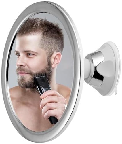 SQAQS Espejo de Ducha Antivaho,Espejo de Afeitar con Ventosa, Soporte Ventosa rotación de 360° Espejo Real sin Niebla Espejo de baño Brazo Ajustable irrompible y Resistente a la corrosión(Circular)