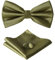 HOULIFE Fliege Herren Set - Verstellbare Fliege aus Satin Polyester Vorgebunden Fliege, einfarbige Einstecktuch, Manschettenknöpfe Set für Bräutigam Hochzeit mit Geschenkbox, Olivgrün