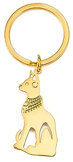 Amaxer Bastet Katze Ägyptische Göttin Schlüsselanhänger Antike Bastet Statue Edelstahlschmuck Anhänger Kette Schlüsselanhänger (Gold)