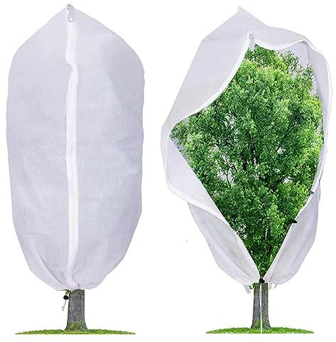 AISHOW 2 Piezas Funda para Plantas Cubierta Protección Invierno 120 x 80cm Cubierta Plantas Protección Invierno Plantas Bolsa Anticongelante con Cremallera y Cordón