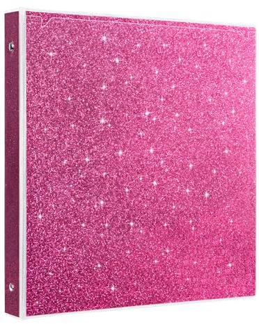 EYROZILL Classeur à 3 anneaux de 2,5 cm avec 2 poches pour fournitures de bureau, imperméable, rose foncé