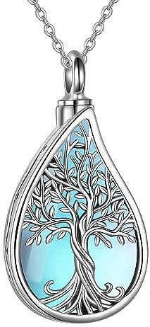 ONEFINITY Urn Necklaces For Ashes 925 Sterling Silver Ashes Necklace Moonstone Tree Of Life Cremation Jewellery For Ashes For Women Men
