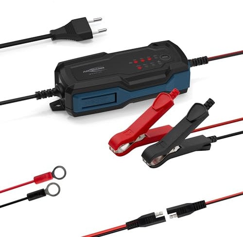 ANSMANN Intelligentes 8-Stufen Ladegerät 6V 12V / 2A mit LCD-Display für Blei-Säure-, Blei-Gel- und Blei-Vlies-Batterien, sowie 12V LiFePo4 Batterien für Auto, Motorrad und Kleintransporter