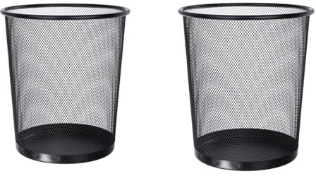 Jonzzy 2 Papeleras Oficina Negra Metálica - 28 X 26,5 X 22 cm - Papelera Escritorio Para Oficina O Casa De Rejilla De Metal, Papelera Negra Para Mesa De Trabajo - 13 L De Capacidad (2)