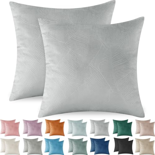 Ystyle 2er Set Samt Kissenbezüge 40x40, Kissenbezug Weiche Dekorativ Kissenbezug Sofa Zierkissenbezüge Dekokissen Kissenhülle Set Kissen für Couch Schlafzimmer Zuhause Auto Dekor, Silber Grau