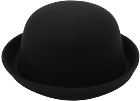 NASSMOSSE Filz Bowler Hut, Roll -up -Rand Top -Hut, klassischer Kuppel schwarzer Hut, Massive Herren Fedora -Hüte für Männer Frauen Erwachsener schwarzes Accessoire