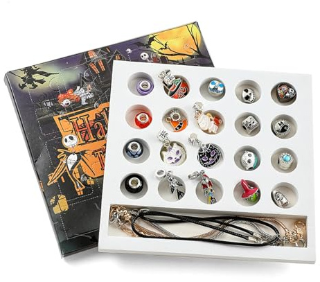 2024 Adventskalender Box | Countdown Halloween 24 Tage - Countdown Halloween 2024, Halloween Kids DIY Big Hole Bead Armband Halskette Geschenkbox Blindbox Set Teens Herstellung Set