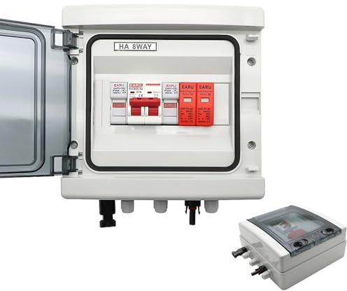 Coffret Electrique Etanche,Tableau Electrique Boîte de combinaison solaire photovoltaïque PV, 500V, 1 entrée, 1 sortie, avec Protection contre la foudre, fusible DC MCB SPD, boîte étanche(DC MCB 16A)