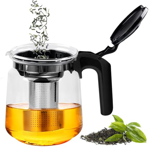 Teiera in vetro 1500 ml, teiera in vetro con colino da tè, teiera in vetro, teiera con inserto per colino, teapot per bustine di tè, tè sfuso