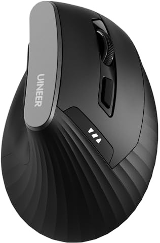 Uineer Vertikale Ergonomische Maus Kabellos, Bluetooth & 2,4 GHz, 6 Tasten | Wiederaufladbare Maus mit Akkuanzeige, 4 DPI-Stufen, für PC, Laptop und Mac, ideal für Büro, Homeoffice und Zuhause