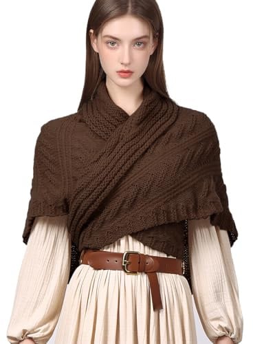CAMDOM Damen Dreieckstuch Winter Herbst Strick Wrap Schal Mode Warm Damen Pullover Halstuch Cape