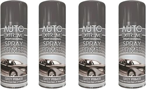 MIXEL Grey Primer Spray Paint, DIY Enthusiasts, Easy To Apply, Quick-Drying, Long-Lasting Durability, Ideal For Wood, Metal, Plastic, Interior And Exterior Use, 400ml, (4 Pcs)