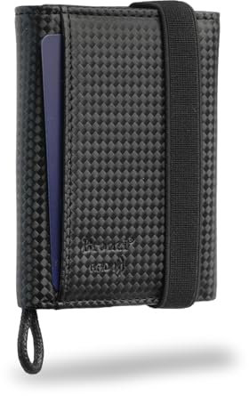 Bronzi® Portafoglio Uomo Slim Piccolo | Portacarte Uomo Donna Portatessere Porta Carte Di Credito | Portafogli Mini Protezione RFID con Portamonete | Box Regalo (Classic Carbon Nero)