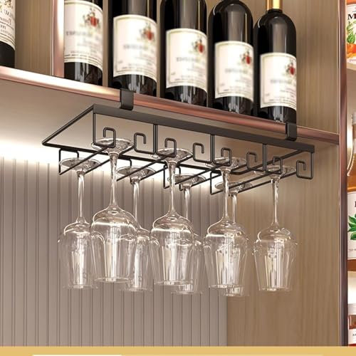 KUANGGE Robusto portabicchieri da Vino sospeso in Metallo, portabicchieri da Vino industriali da Parete per Cucina e Bar, portabicchieri da Vino sospeso sotto Il ripiano per calici